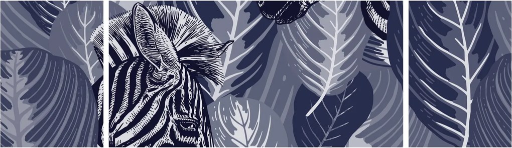 Obraz - Zebry wśród liści (170x50 cm)