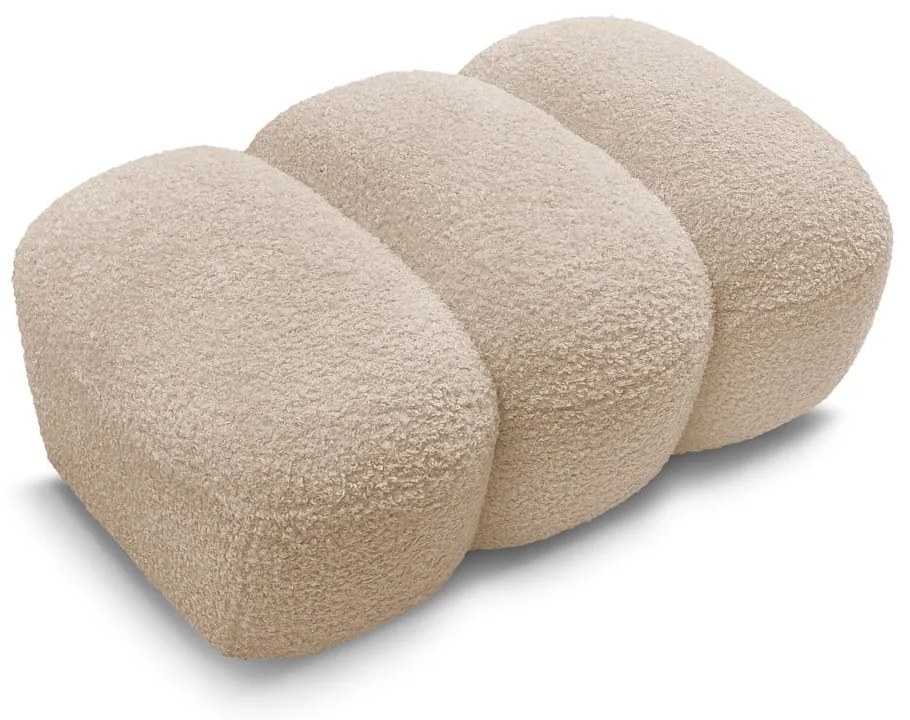 Beżowy podnóżek z materiału bouclé Hippolyte – Bobochic Paris
