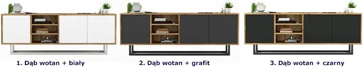 Loftowa szafka rtv dąb wotan + biały D2-F08