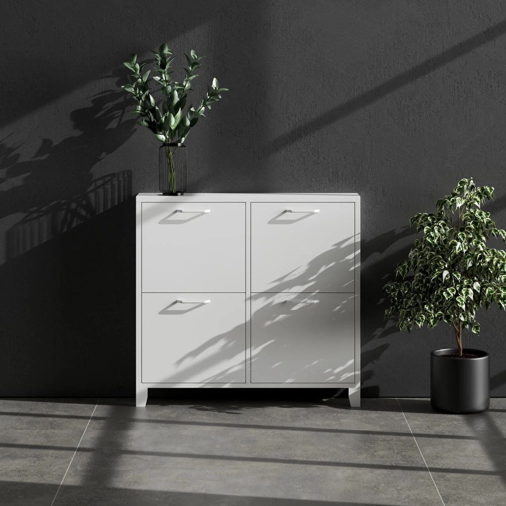 Szafka na buty metalowa wąska biała  SHIRLEY 960 x 900 x 170 mm