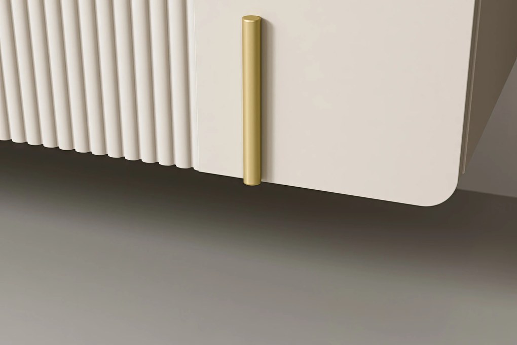 Komoda Malmi 150 cm trzydrzwiowa wisząca - kaszmir / crema bianca / złoty