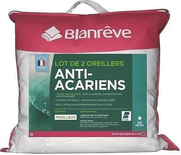 Zestaw 2 Poduszek Triple Protection BLANREVE - 60 x 60 cm - Miękki Komfort - Biały