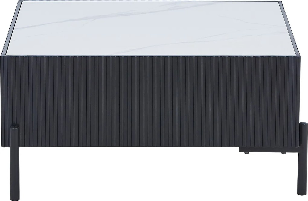 Stolik kawowy z ceramiki, MDF i metalu - Czarno-biały - CYNDORA