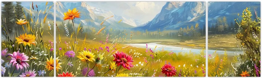 Obraz - Malowany krajobraz (170x50 cm)