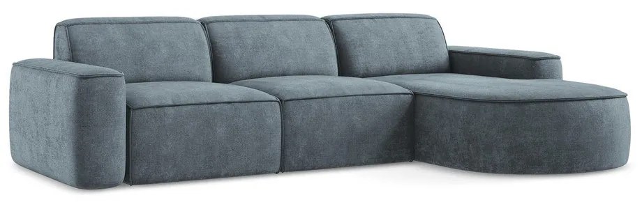 Szaroniebieski narożnik z tkaniny szenilowej (prawostronny/z szezlongiem) Omao – Makamii