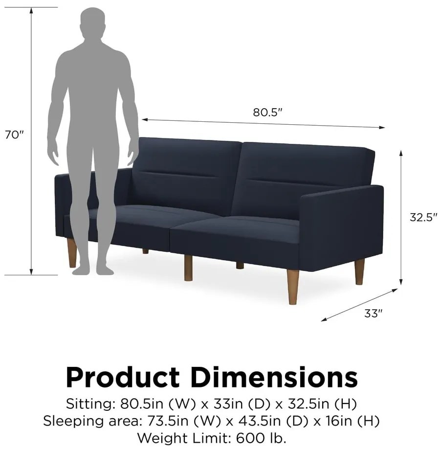 Ciemnoniebieska rozkładana sofa Støraa Mainstays