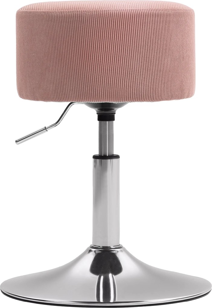 HOMCOM Hoker Barowy z Poduszką, Metalowa Podstawa, Optyka Kordu, Regulowany i Obrotowy 360°, Różowy