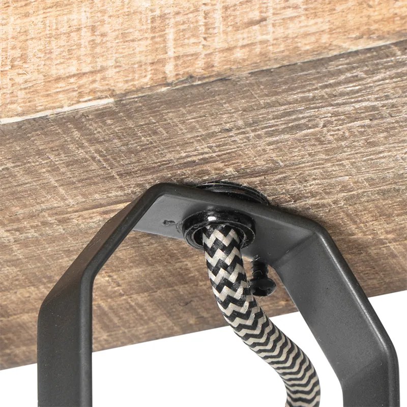 Rustykalny reflektor czarny z drewnem 3-światła regulowany - Jelle