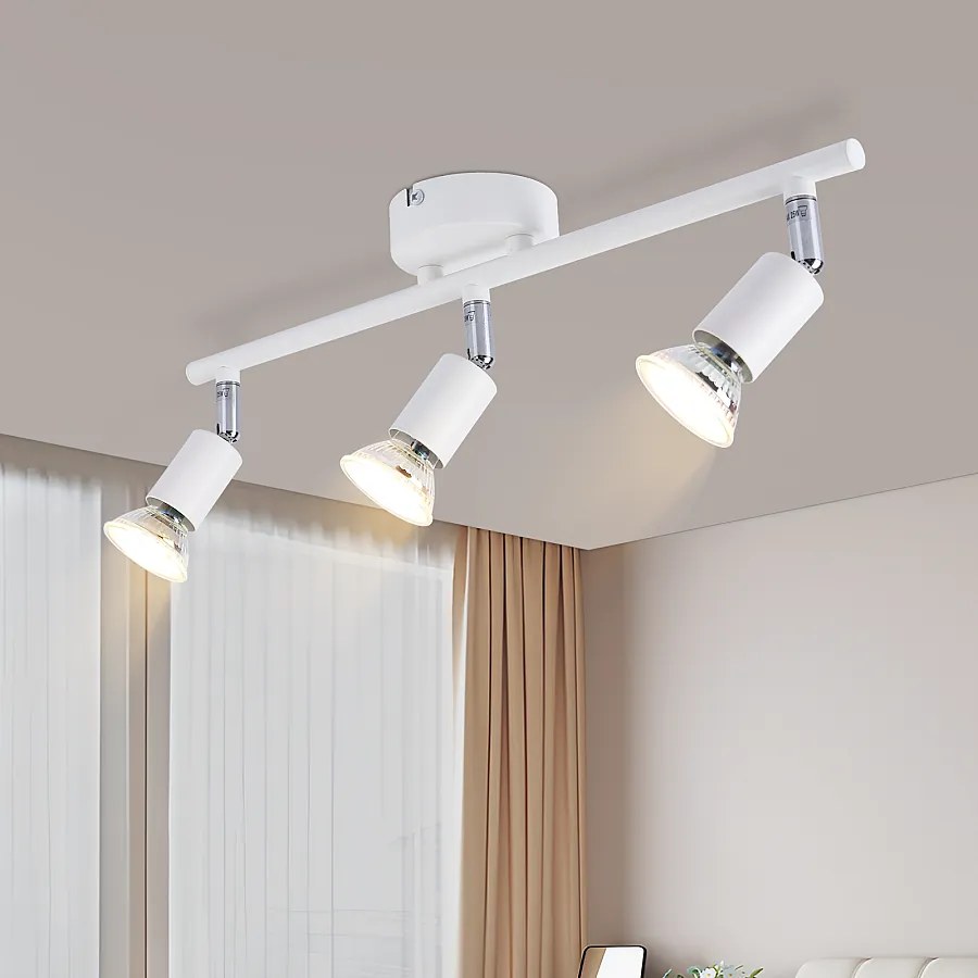 NETTLIFE Reflektor sufitowy LED Lampa sufitowa z 3 żarówkami - nowoczesna, ciepła, biała lampa sufitowa GU10 do wnętrz