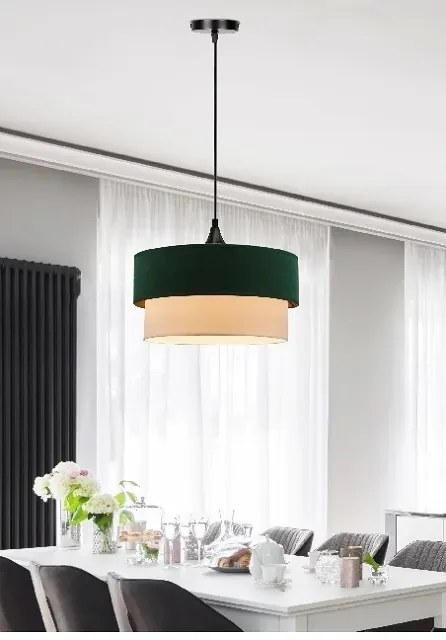 Elegancka zielona lampa wisząca z welurowym abażurem - 4X V156 A6-S48
