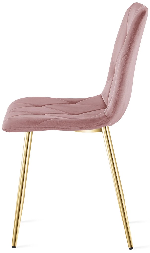 Różowe aksamitne krzesło jadalniane LIBRA ze złotymi nogami