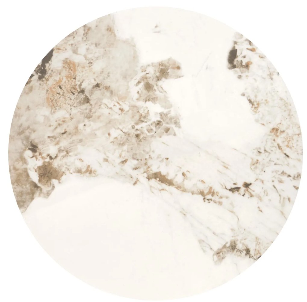 Okrągła ława, spiek beżowy marmur/czarny 80/42 cm ALESSIA