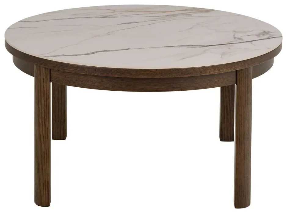 Beżowo-ciemnobrązowy okrągły stolik z ceramicznym blatem ø 90 cm Southampton – Actona