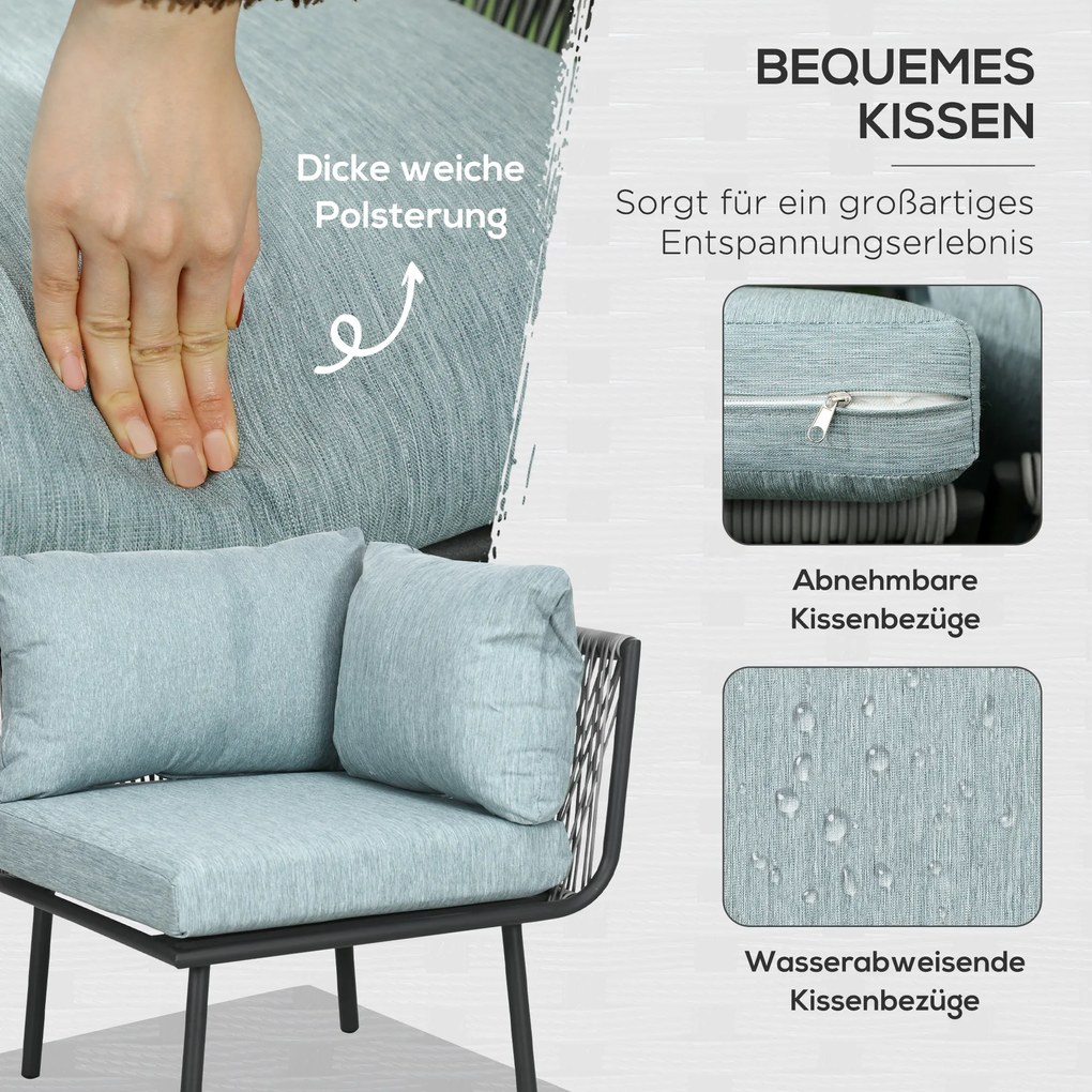 Outsunny Zestaw Mebli Ogrodowych Rattanowych 4 Części Aluminiowe Ramy Poduszki Komfort Balkon Elegancki Design | Aosom PL