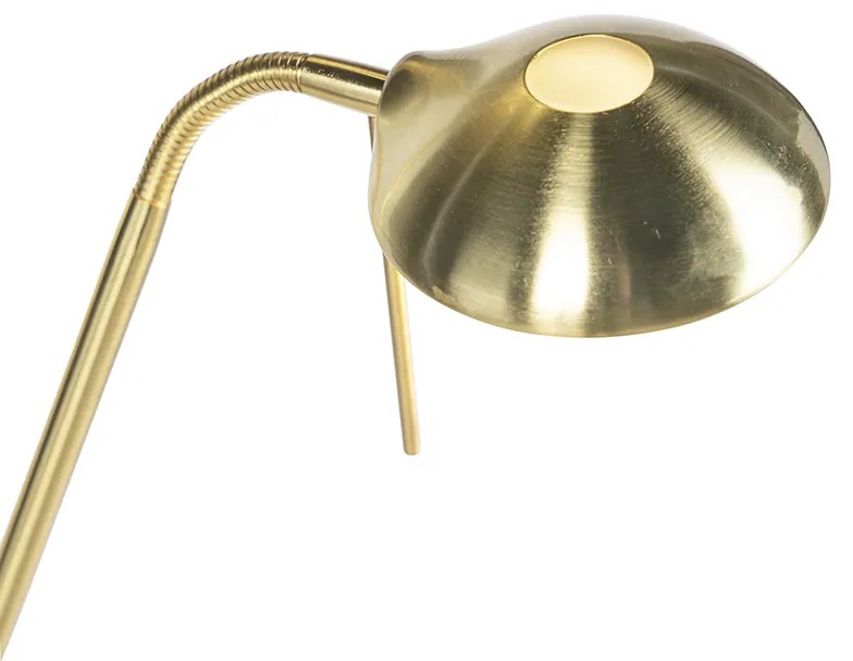 Lampa stojąca złota z lampką do czytania, w tym LED i ściemniacz - Diva 2 Nowoczesny Oswietlenie wewnetrzne