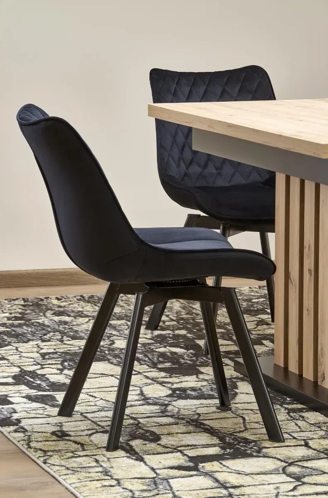 Krzesło tapicerowane K520 VELVET czarne obracane HALMAR