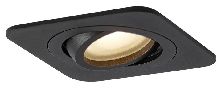 Zestaw 6 okrągłych, wpuszczanych reflektorów czarnych GU10 50 mm, obrotowych i odchylanych IP44 - Alberto