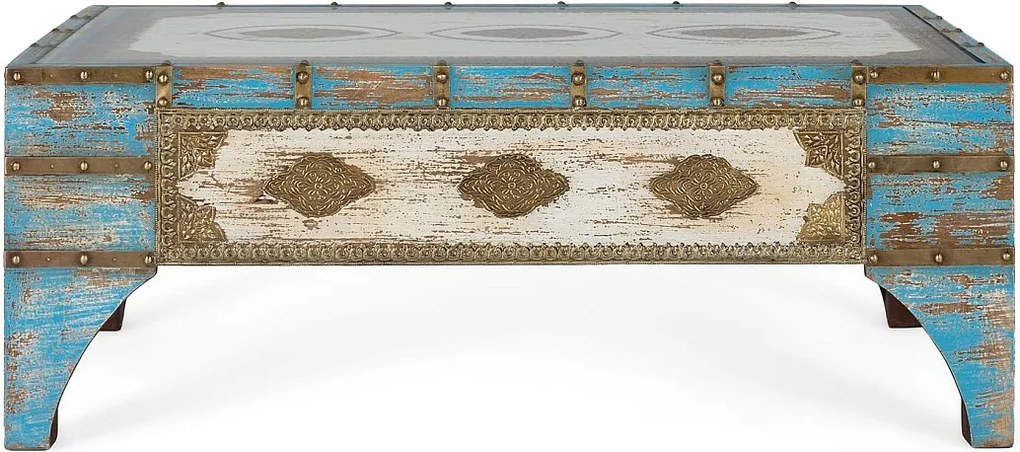 Stoliki kawowe z drewna mango 120 cm w stylu vintage i etnicznym - 46x120x70