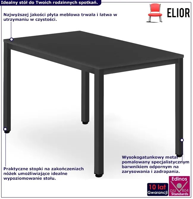 Czarny stół na metalowych nogach 120x60 - Emike
