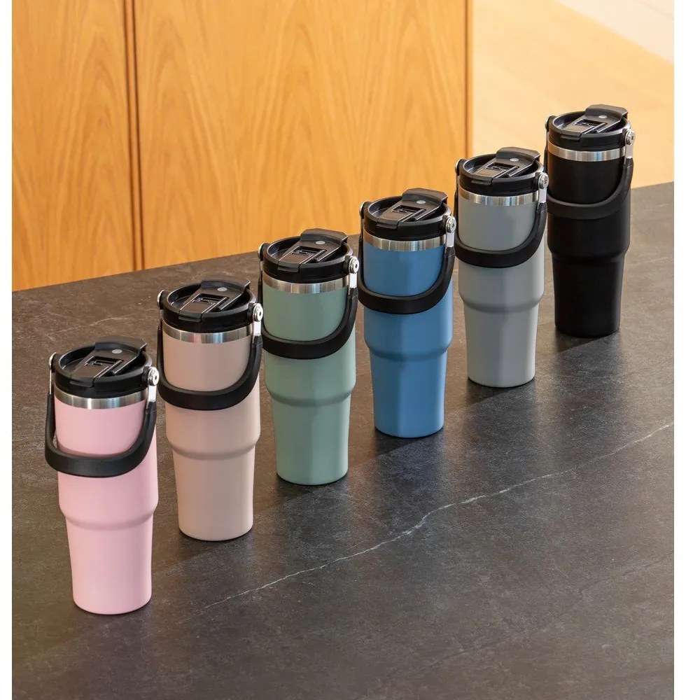 Jasnoróżowa podróżna butelka ze stali nierdzewnej 1 l Eco – Ladelle