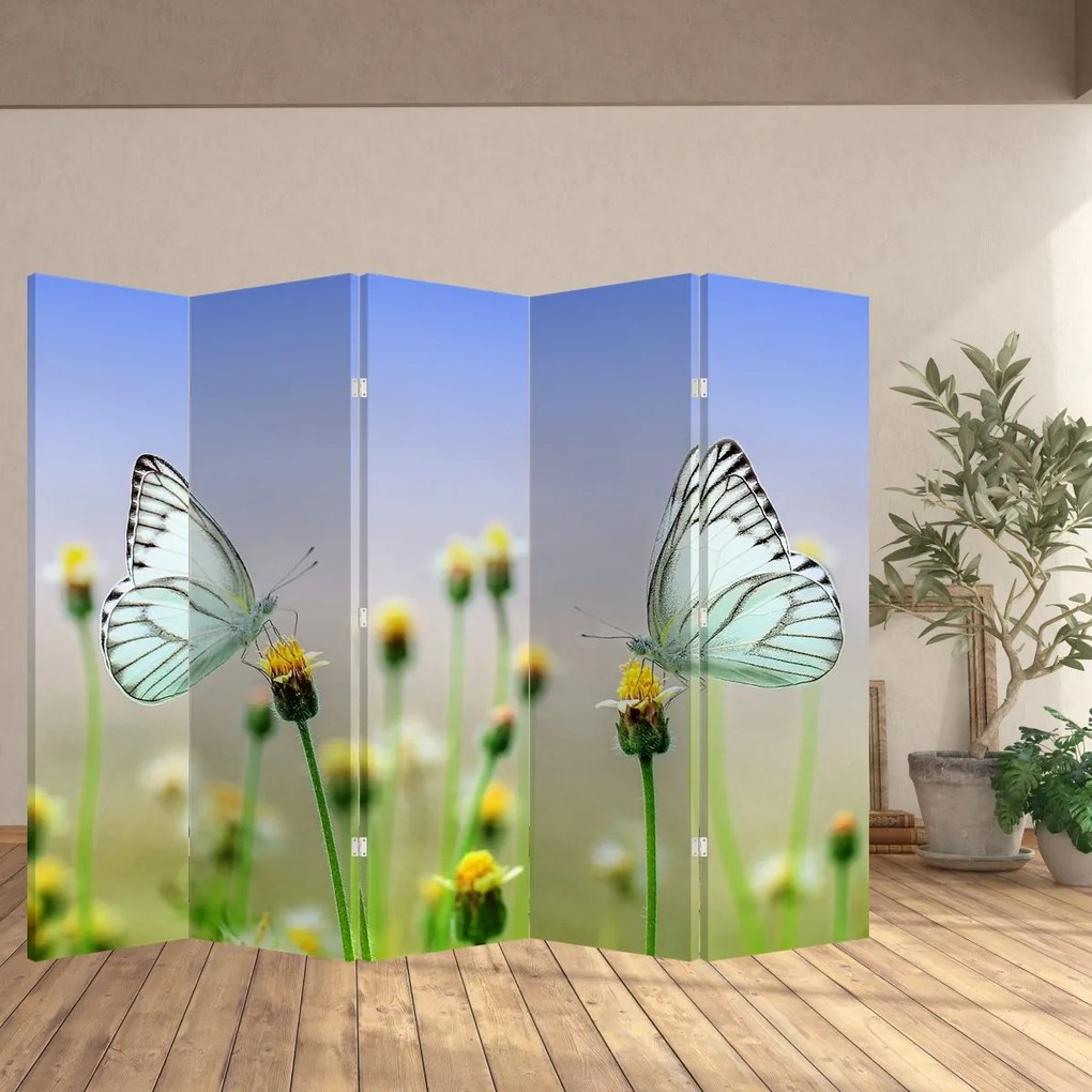 Parawan - Motyl na kwiatku (210x170 cm)