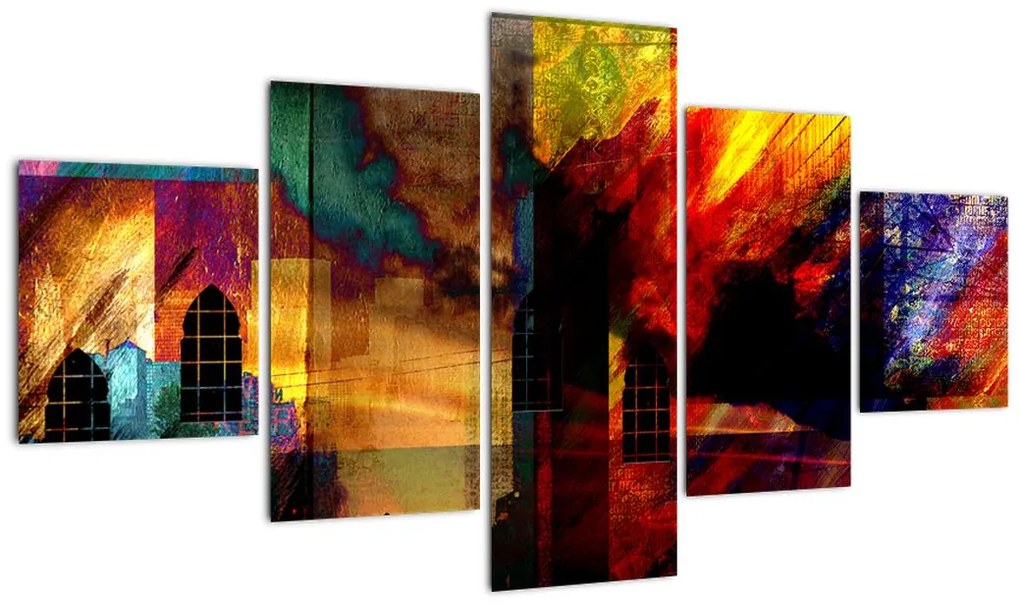 Obraz - Kolorowa abstrakcja miasta (125x70 cm)