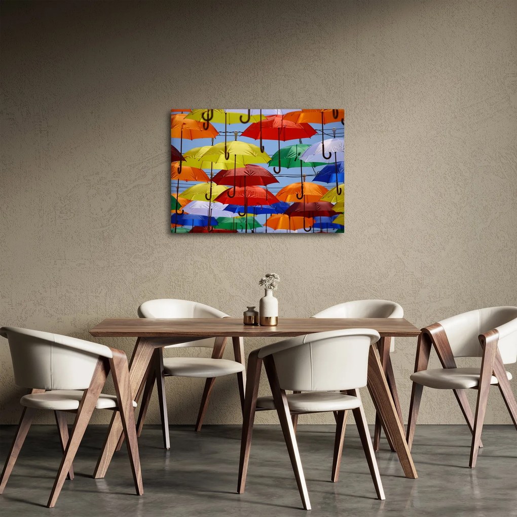Obraz kolorowych parasoli (70x50 cm)