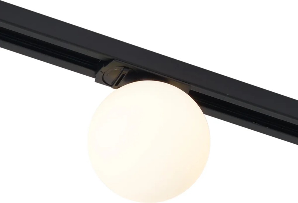 Nowoczesna lampa sufitowa czarna z białym szkłem do 1-fazowego systemu szynowego - Iconic Perle