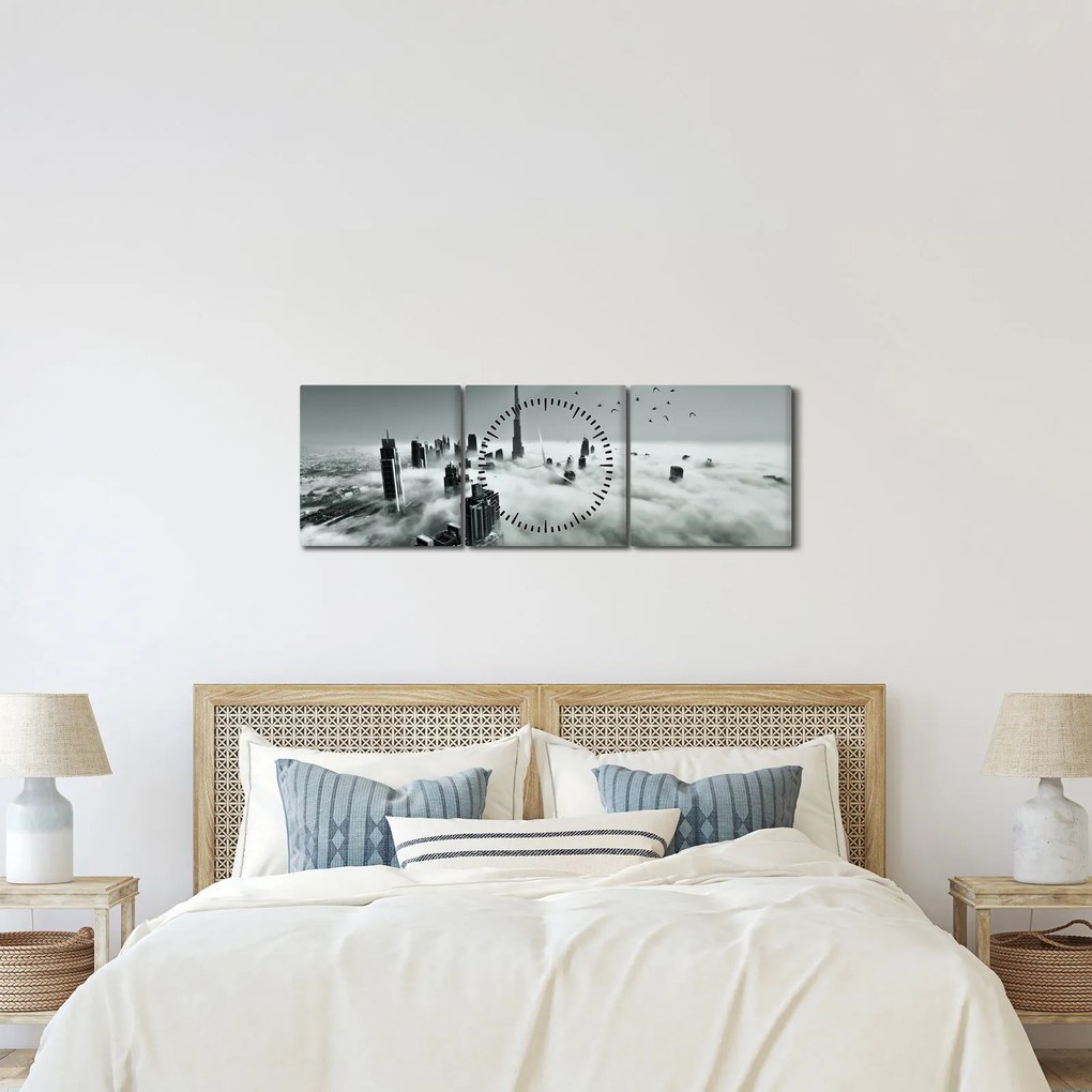 Obraz - Wieżowce w Dubaju (z zegarem) (90x30 cm)
