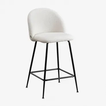 Wysoki Stołek Kana Design Z Owczej Skóry Biały & ↑65 Cm & Negro - Sklum