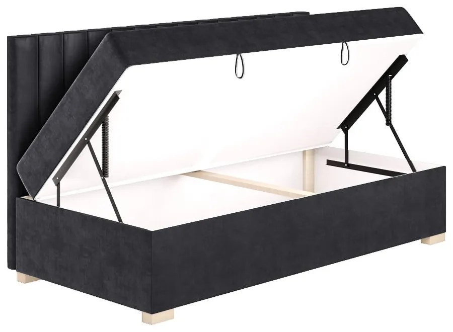 Ciemnoniebieskie łóżko dziecięce ze schowkiem i materacem 90x200 cm Chill – Ghado