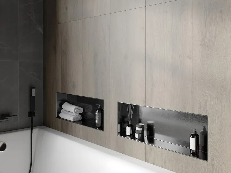 Mexen X-Wall-NR półka wnękowa bez kołnierza 60 x 20 cm, gun gray szczotkowany - 19E1602010