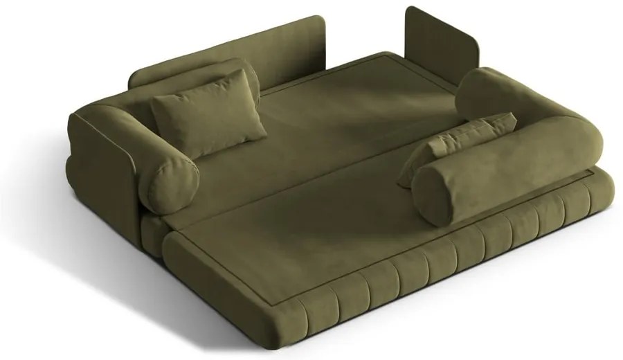 Zielona aksamitna rozkładana sofa 206 cm Kemi – Cosmopolitan Design