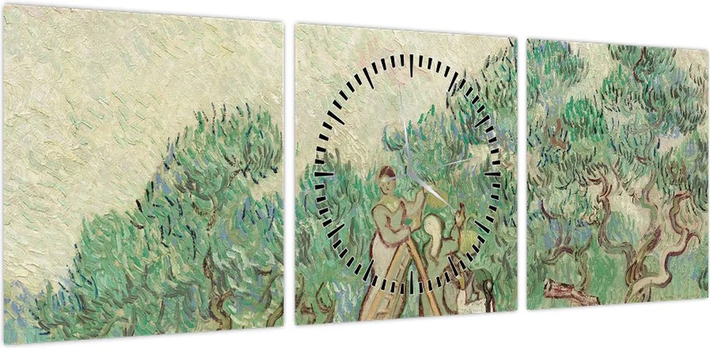 Obraz - Vincent van Gogh, The Olive Orchard, reprodukcje (z zegarem) (90x30 cm)