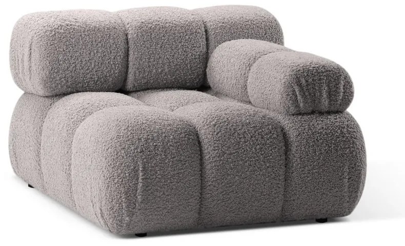 Jasnoszary moduł sofy z materiału bouclé (prawostronny) Bellis – Micadoni Home
