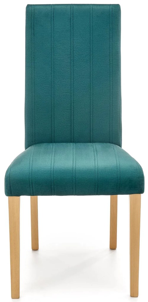 Drewniane krzesło tapicerowane DIEGO 3 dąb miodowy velvet pikowany Pasy MONOLITH 37 ciemny zielony