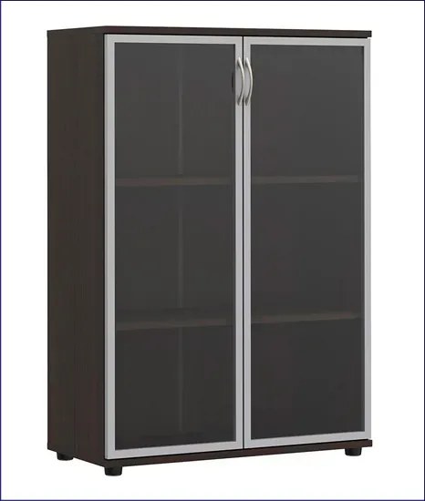 Minimalistyczny regał biurowy z witryną wenge G3-T53