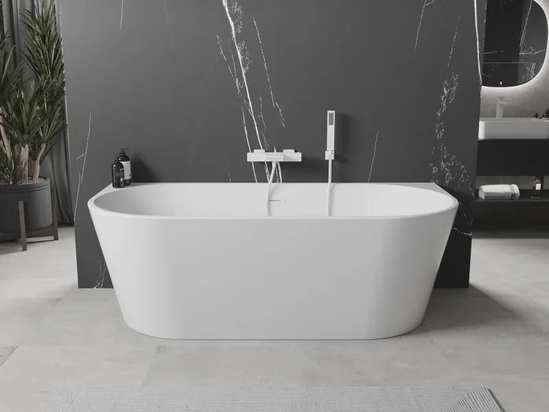 Mexen Oval wanna wolnostojąca przyścienna 160 x 80 cm, biała, przelew biały - 52671608000-20