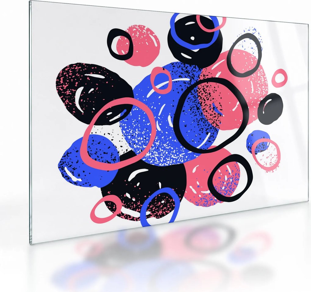 Obraz na szkle - Motyw z kółkami w żywych kolorach (70x50 cm)