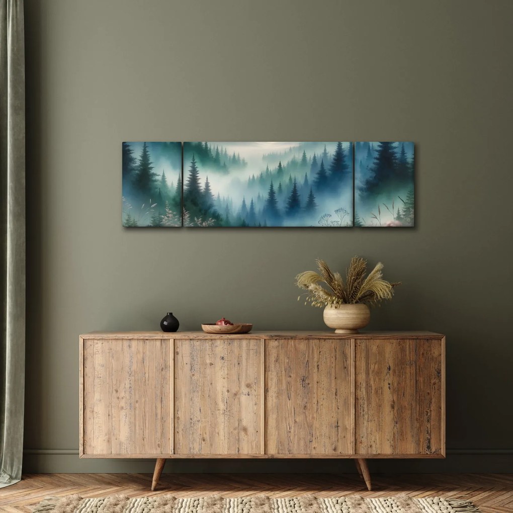 Obraz - Leśny krajobraz z mgłą (170x50 cm)