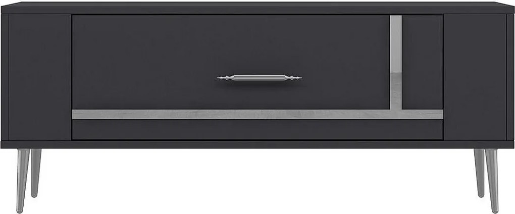 Stojak pod telewizor – 120 cm x 48,2 cm x 26,4 cm – Antracyt i srebro – Płyta wiórowa pokryta melaminą