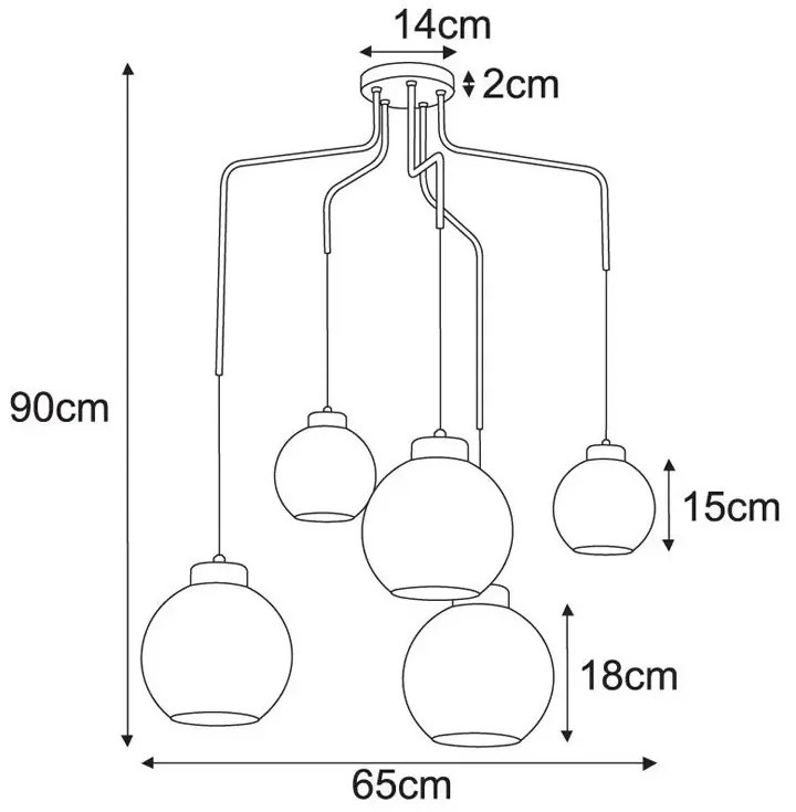 Lampa z pięcioma zwisającymi kloszami - S826 Lorux