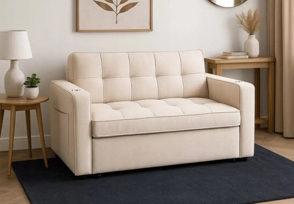 Elegancki fotel Smooth 3w1 – rozkładany fotel z funkcją łóżka i leżanki, z uchwytami