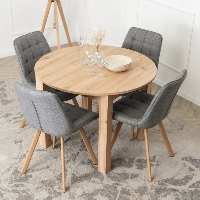 Stół Okrągły Rozkładany HARRY 102-142 cm Dąb Artisan Nowoczesny