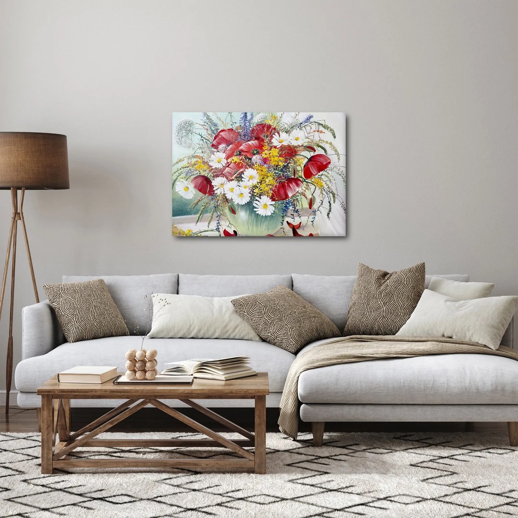 Obraz wazonu z dzikimi kwiatami (70x50 cm)