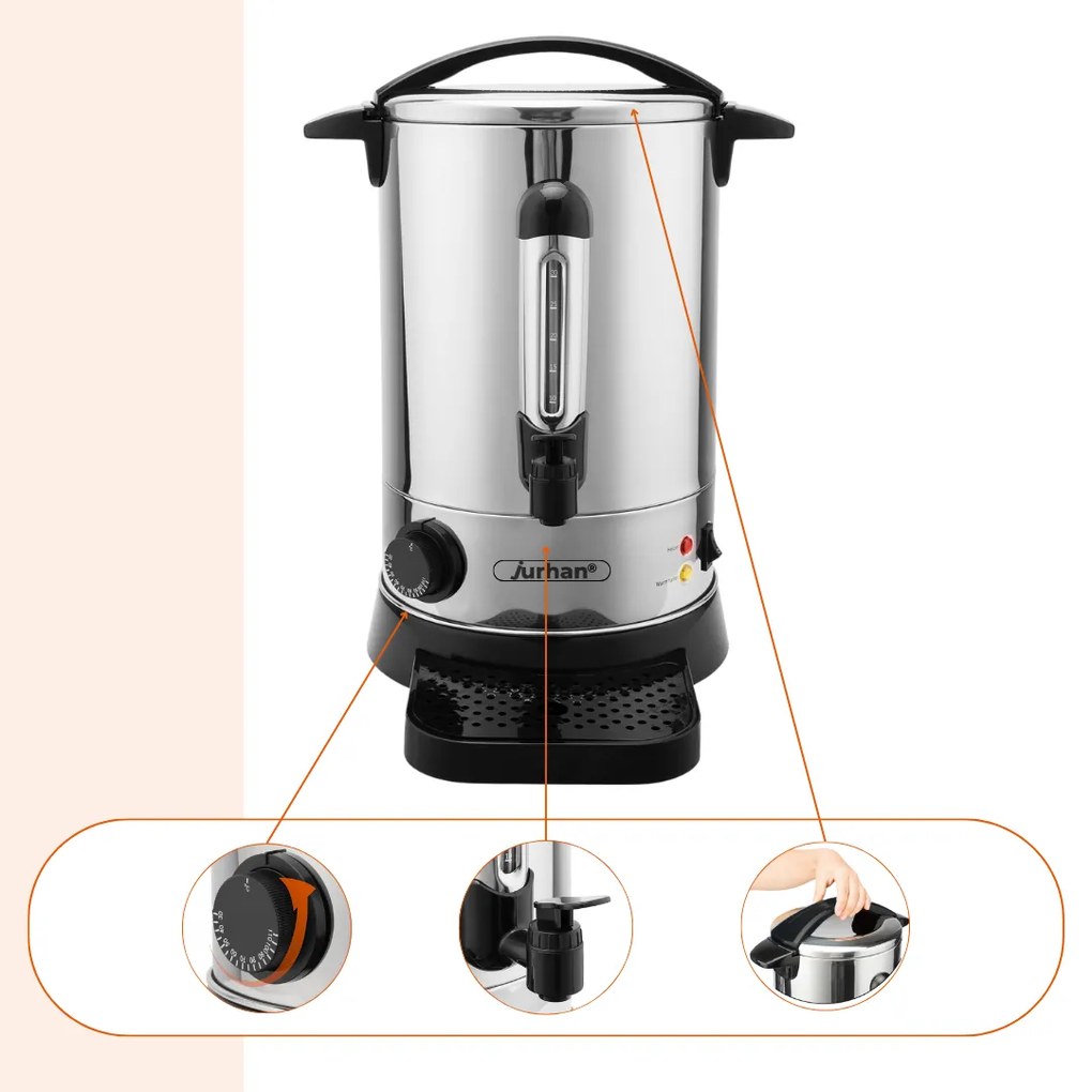 Jurhan Podgrzewacz do wina/herbaty COZY, 6,8l, srebrna