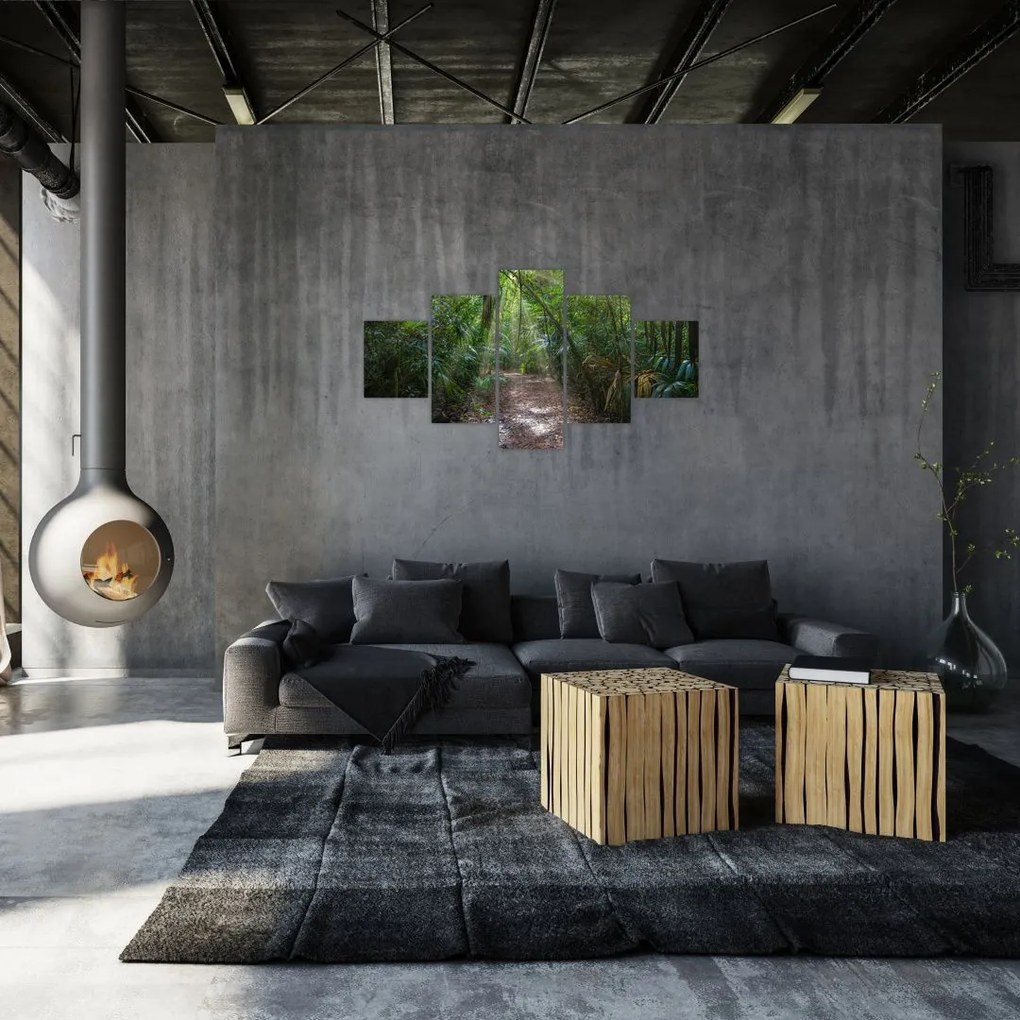 Obraz - Promienie słońca w dżungli (125x70 cm)