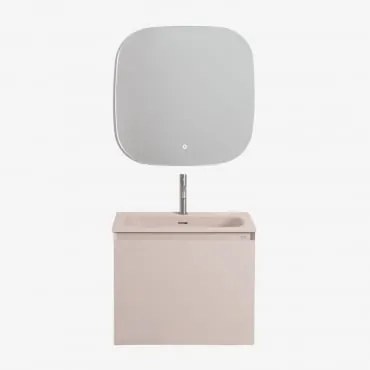 Zestaw Wiszących Mebli Łazienkowych Zintegrowany Z Umywalką Macrae Nature & Kwadratowa Lampa Led I Przeciwmgielna 75x75 - Sklum