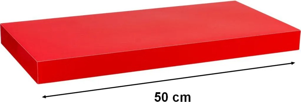 Półka ścienna STILISTA Volato czerwona z połyskiem, 50 cm