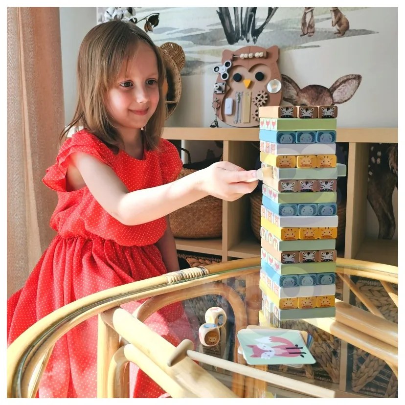 Tooky toy gra zręcznościowa "chwiejąca się wieża" zwierzęta 82 el.